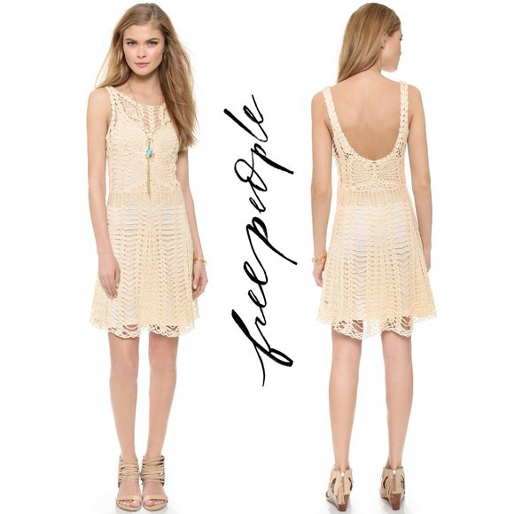 Free People Dresses & Skirts - NWT Free People Ivory Mini Crochet Dress - M